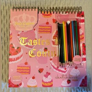 Juicy Couture Sketchbook with Colored Pencils NWT pink cupcake 100 sheets